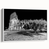 Vintage poster art of Rome with colorful imagery on a large framed canvas, ideal for living room decor.