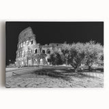 Black and white stretched canvas of Rome's cityscape, ideal for kitchen wall art.