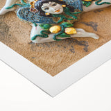 Art deco poster of Sicilian landscape on rolled canvas, featuring muted earth tones, ideal for dining room decor.