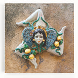 Black and white stretched canvas of Sicilian landscape, ideal for kitchen wall art or bedroom decor.