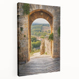 Landscape art of Tuscany with rolling hills and a sunset, in muted earth tones on stretched canvas.