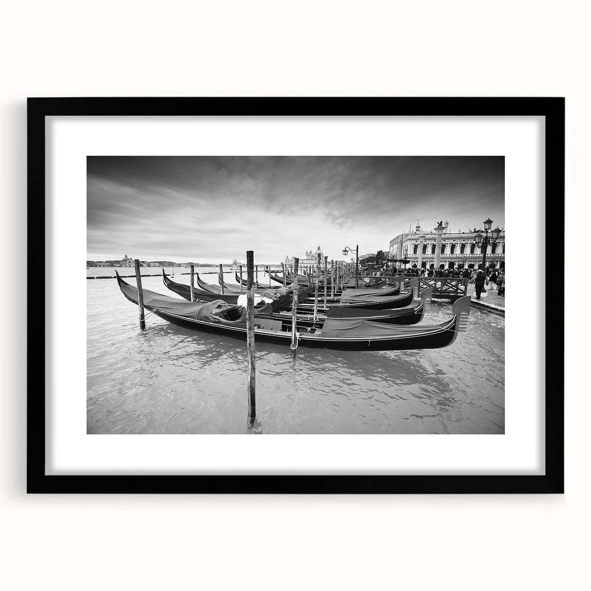 Extra large framed wall art depicting an abstract, colorful Venetian scene in textured style, ideal for living room decor.
