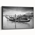 Black and white framed canvas of Venice landscape, ideal for bedroom wall art with a vintage poster style.