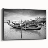 Black and white framed canvas of Venice landscape, ideal for bedroom wall art with a vintage poster style.