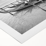 Art deco poster of Venice scenery in muted blue and peach tones on rolled canvas, suitable for dining room wall art.