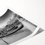 Extra large rolled print of Venice scenery with line art flowers in muted earth tones, ideal for large living room wall art.