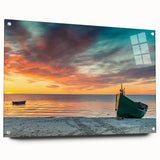 Large abstract wall art of a European scenery in Latvia on acrylic glass, ideal for bedroom or dining room decor.