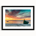 Extra large abstract art print featuring a colorful, textured depiction of a European scenery on a black framed canvas.