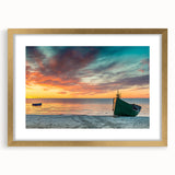 Abstract art print of a European scenery in Latvia, featuring muted earth tones on a framed gold mat.