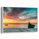 Vintage poster art of a European scenery in Latvia, featuring colorful art on a white framed canvas.