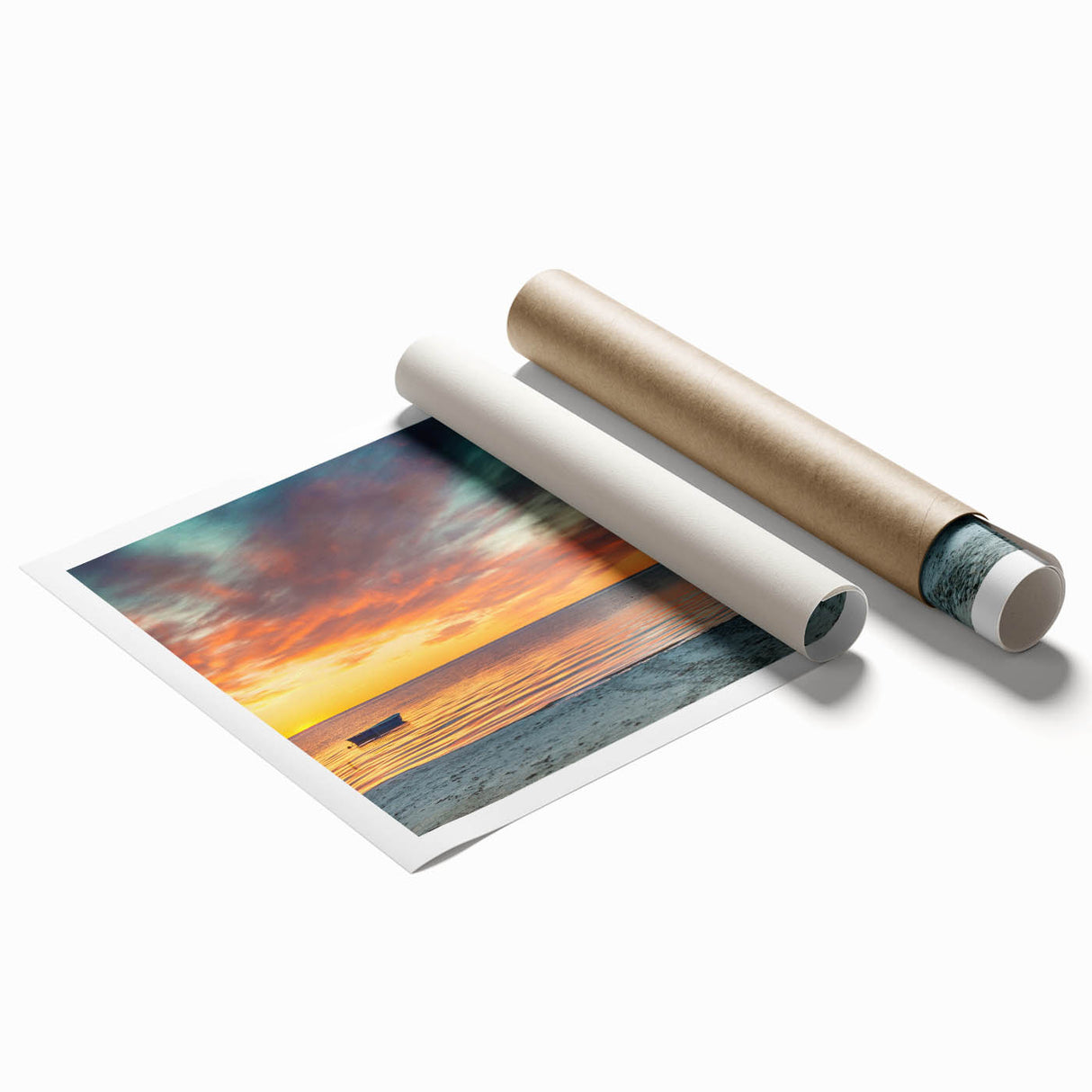 Extra large rolled print of a serene Latvian landscape with soft floral elements, suitable as classy bathroom wall art.