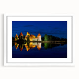 Textured abstract art print of a European landscape in muted earth tones on a white framed mat, suitable for bedroom decor.