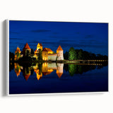 Vintage poster art of a Lithuanian landscape on extra large framed canvas.