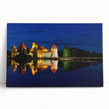 Black and white photo of a European cityscape on stretched canvas, ideal for kitchen wall art.