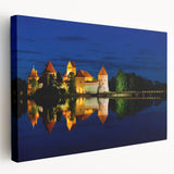 Large art depicting the Lithuanian landscape in muted green and blue tones on stretched canvas.