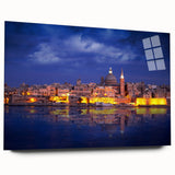 Acrylic print of a European Malta landscape in muted earth tones, ideal for bedroom or dining room art.
