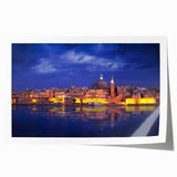 Extra large rolled print of a Malta scenery with vibrant floral elements, ideal for art wall dining room.