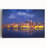 Black and white stretched canvas featuring a panoramic view of a European cityscape, ideal for kitchen wall art.