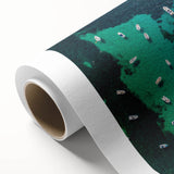 Art deco poster of Mediterranean Sea, in pastel blues and greens on rolled canvas, ideal for nursery wall art.