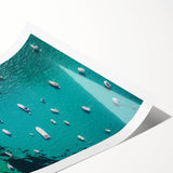 Extra large wall art featuring line art flowers with soft pastel shades on a rolled print.