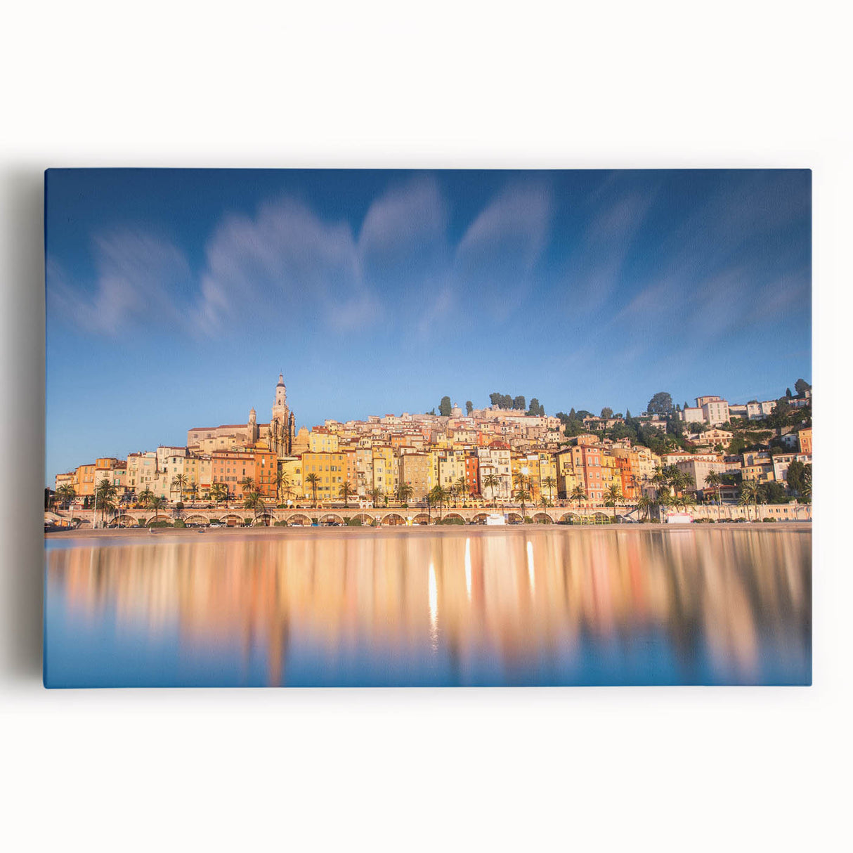 Black and white photograph of Monaco scenery on large stretched canvas, suitable for kitchen wall art.
