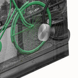 Acrylic print of a large abstract depiction of Amsterdam in muted earth tones, ideal for dining room art.