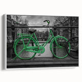 Vintage poster art of Amsterdam with colorful houses and canals, printed on extra large framed canvas.