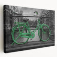Amsterdam canal scene in muted blue and gray tones on a large stretched canvas, suitable for kitchen wall art.