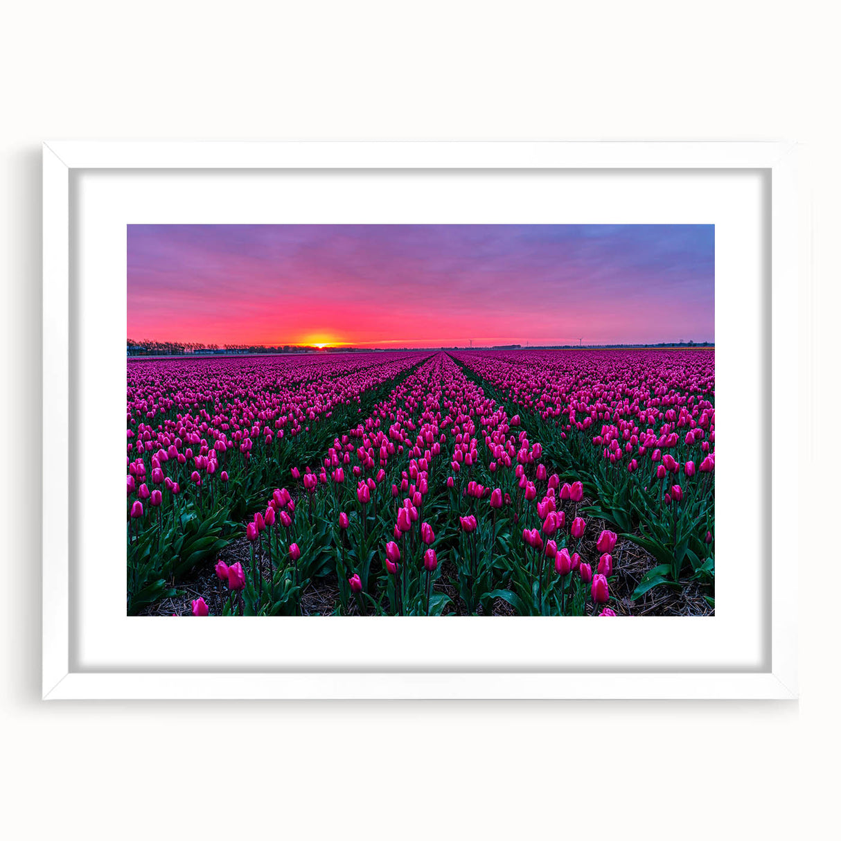 Textured abstract art print of a European scenery in muted earth tones, framed with a white mat, suitable for bedroom decor.