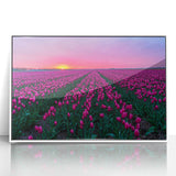 Mid-century modernist art of a European cityscape in muted tones on a framed acrylic, ideal for nursery wall decor.