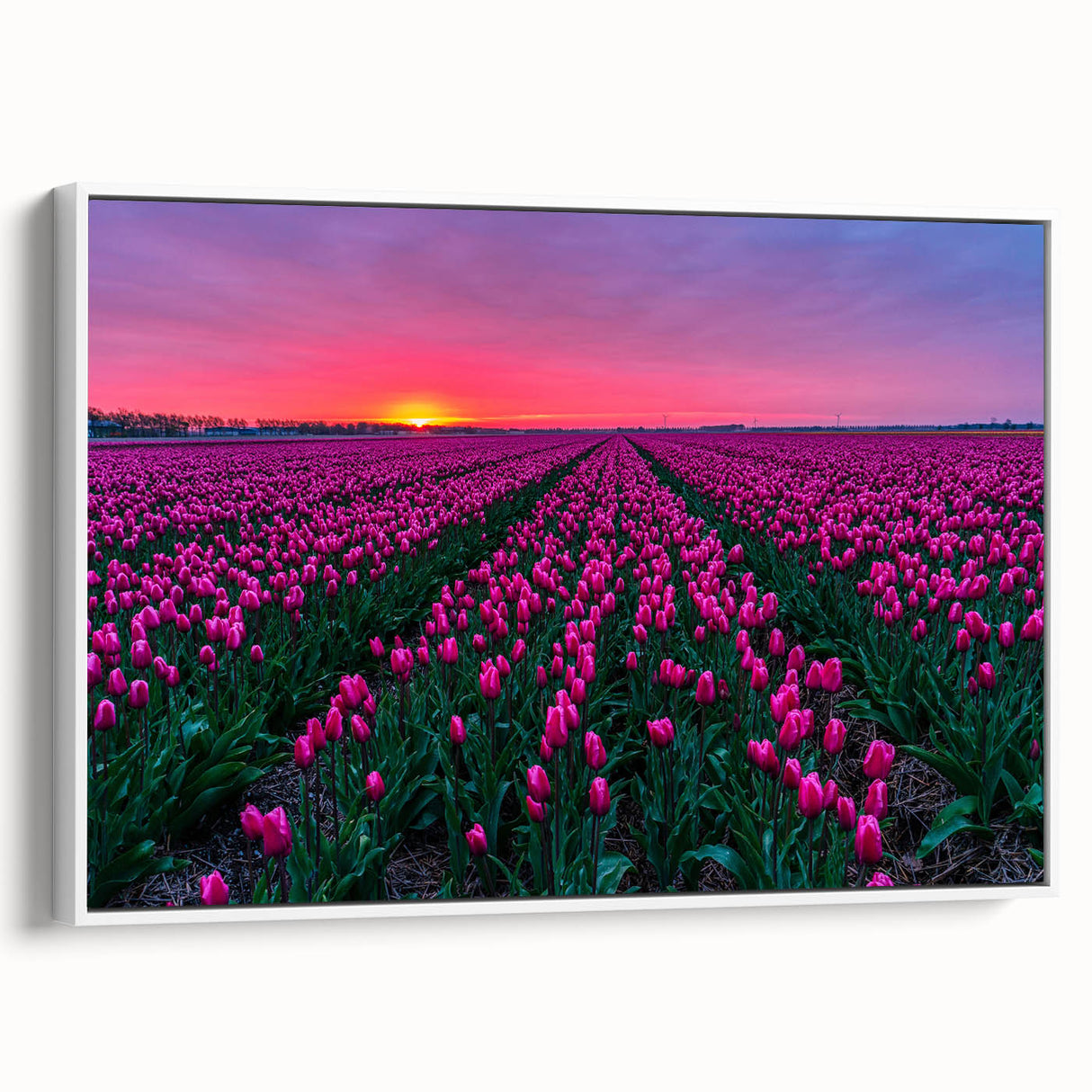 Vintage poster art of a colorful European scenery on extra large framed canvas, ideal for living room decor.
