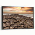 Black and white landscape art of Northern Ireland on framed canvas, ideal for bedroom decor.