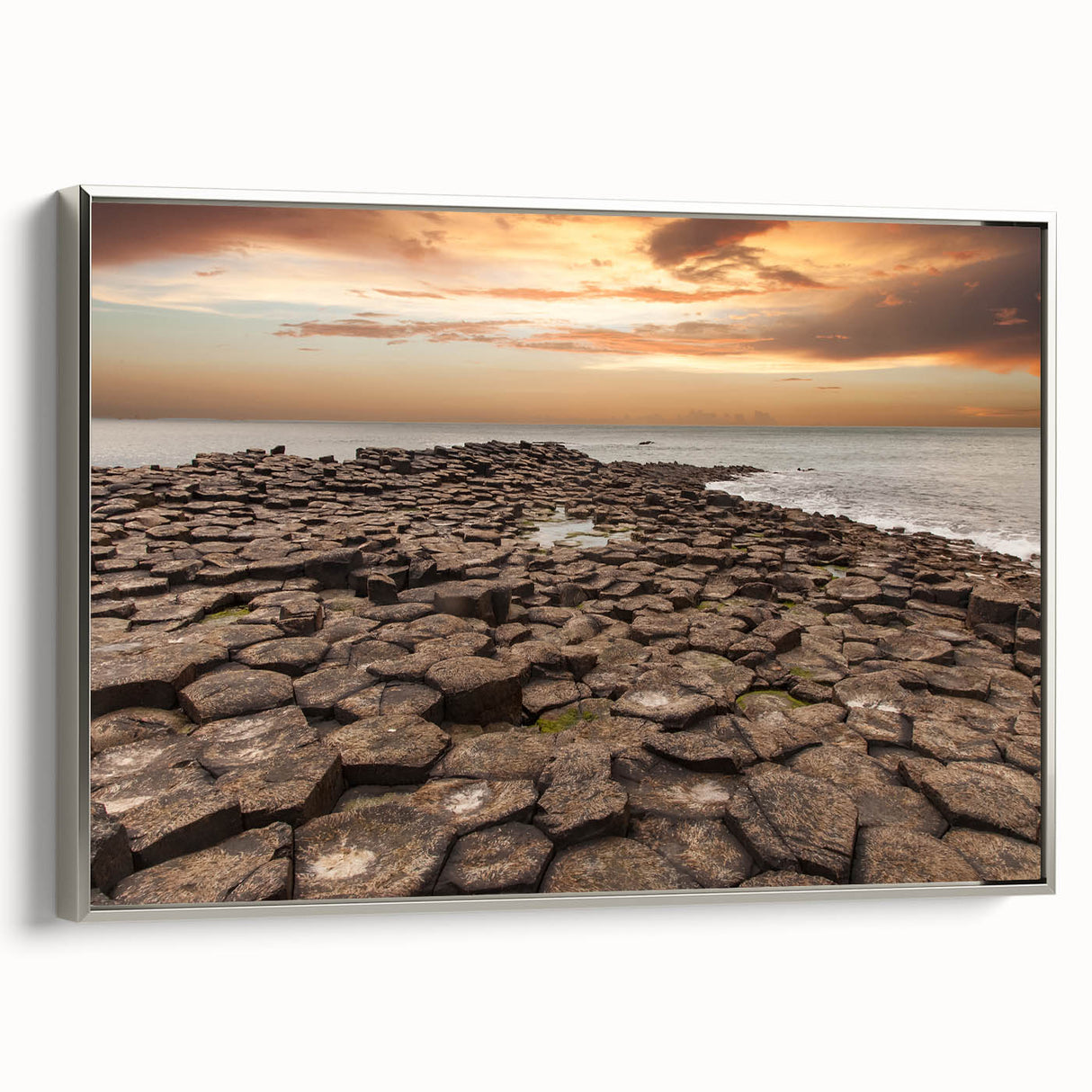 Landscape art painting of Northern Ireland on a framed canvas, featuring muted earth tones, perfect for a study or office.