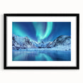 Extra large abstract art print depicting a vibrant, textured Norwegian scenery in a black frame, ideal for living room decor.