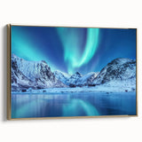 Framed canvas depicting a vintage-style Norwegian landscape in muted earth tones, ideal for bedroom wall art.