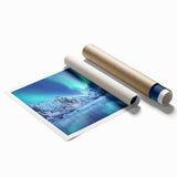 Rolled print of a serene Norwegian landscape with soft pastel shades, ideal for classy bathroom wall art.