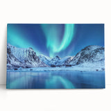 Black and white photograph of a Norwegian fjord on large stretched canvas, ideal for kitchen wall art.