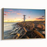 Framed canvas featuring a vintage-style landscape painting of a Polish scenery, with muted earth tones.