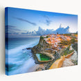 Large canvas print of Lisbon scenery with soft pastel shades, ideal for kitchen wall art.