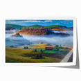 Rolled print of a Romanian landscape featuring lush greenery and floral elements, ideal for art wall dining room decor.