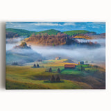 Black and white photograph of a Romanian landscape on stretched canvas, ideal for kitchen wall art.