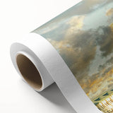 Art deco poster of Moscow skyline in pastel shades on rolled canvas, ideal for nursery wall art or dining room.