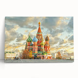 Black and white photo of Moscow skyline on large stretched canvas, ideal for kitchen wall art.