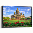 Black and white wall art of a vintage Petersburg landscape on framed canvas, suitable for bedroom decor.