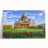 Black and white photograph of St. Petersburg scenery on stretched canvas, ideal for kitchen wall art.