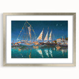 Extra large textured abstract art print of a European scenery in silver frame, suitable for living room decor.