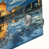 Large abstract wall art depicting a Scottish landscape in muted earth tones on acrylic glass, ideal for dining room ambiance.