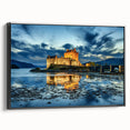 Black and white framed canvas of a vintage Scottish landscape, ideal for bedroom wall art.