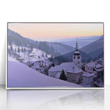 Mid-century modernist art of a European Slovakian landscape in muted earth tones, acrylic print.