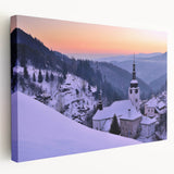 Large canvas print of a Slovakian landscape in subdued earth tones, ideal for kitchen wall art.